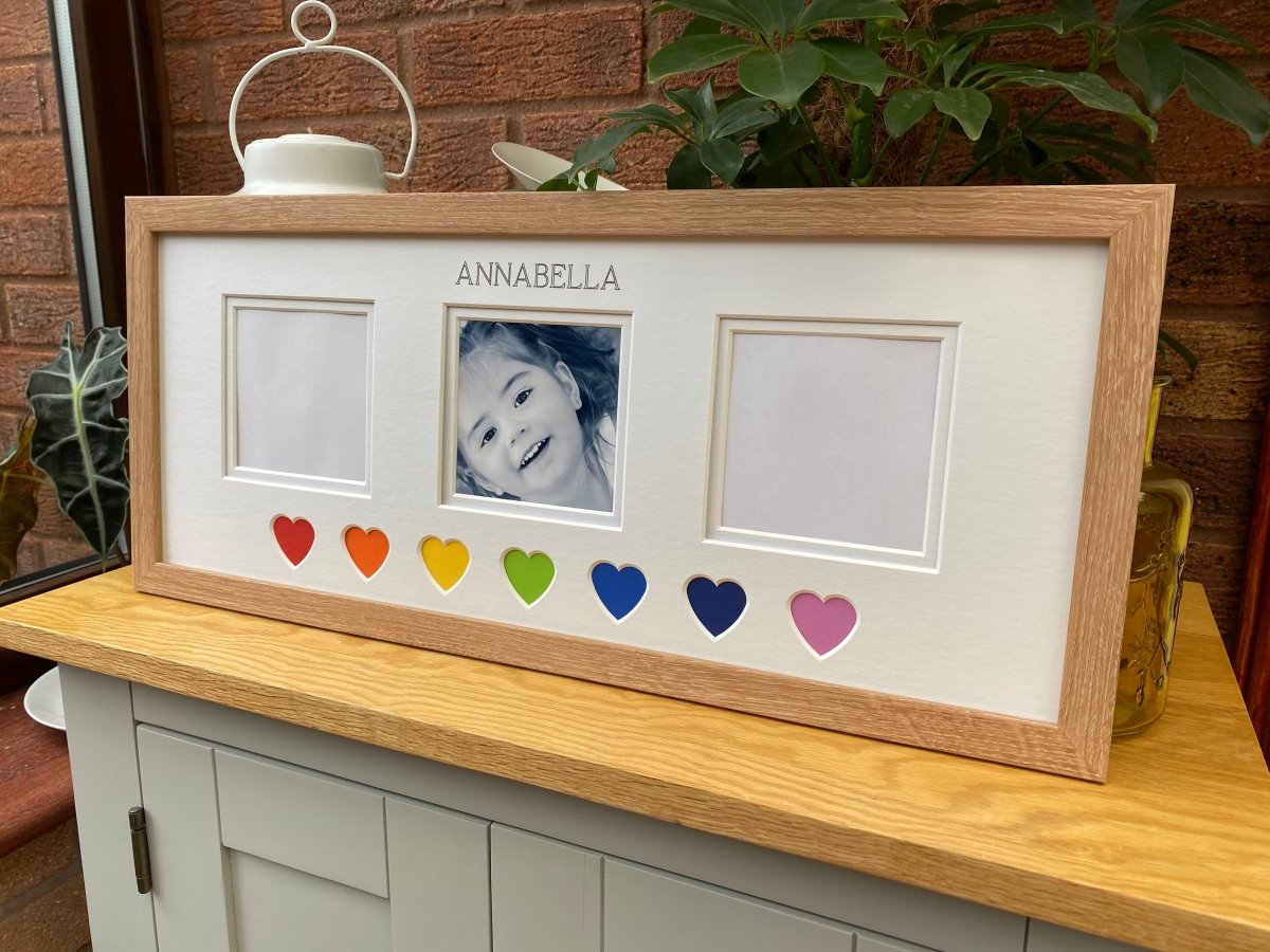 Rainbow Heart Picture Frame, Light Brown