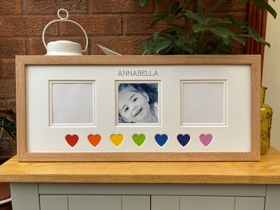 Rainbow Heart Picture Frame, Light Brown