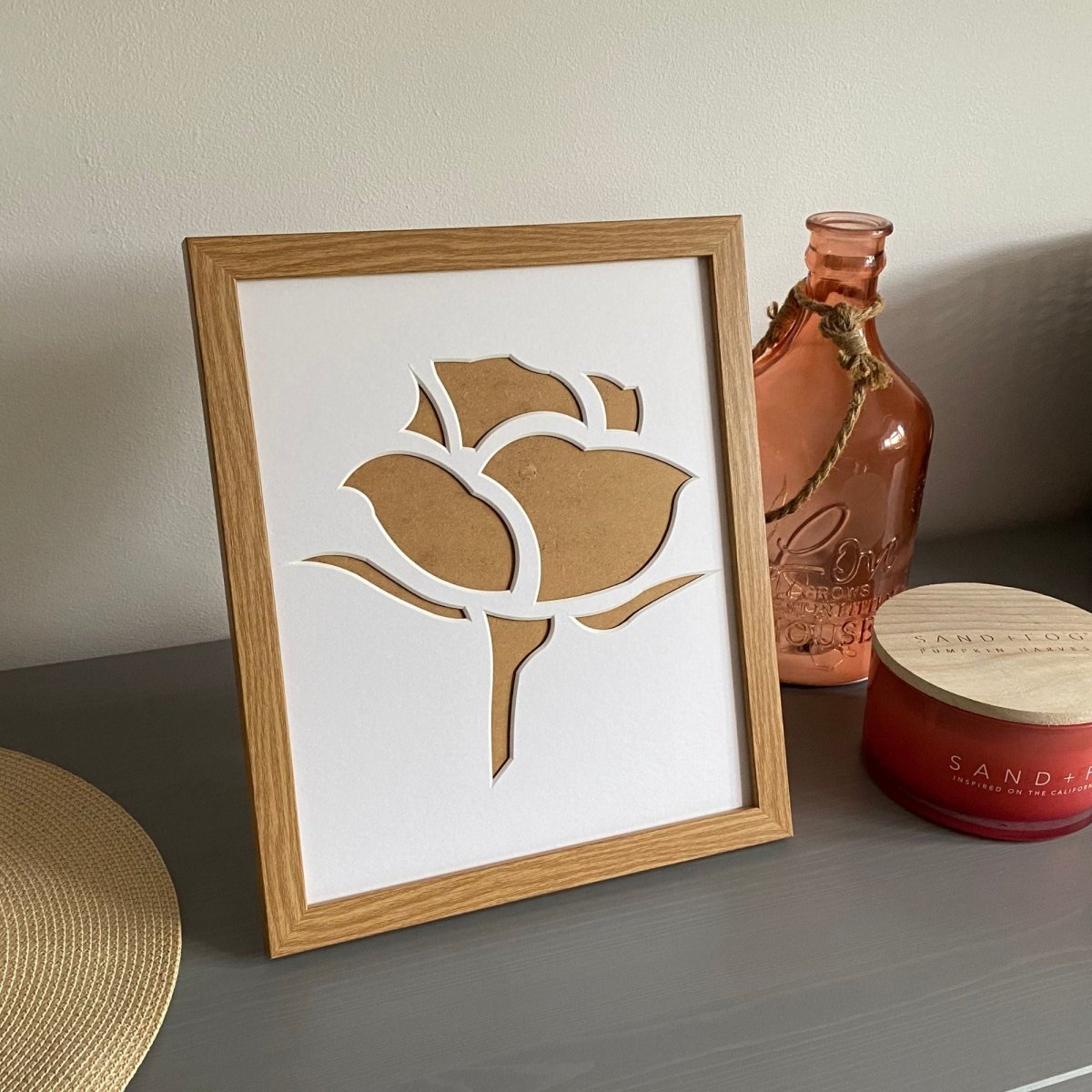 Rose Silhouette Picture Frame, Light brown - Azana Photo Frames