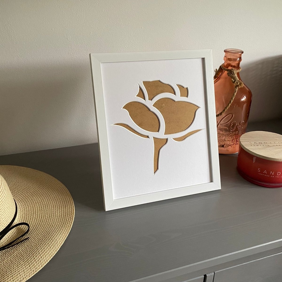 Rose Silhouette Frame, White - Azana Photo Frames