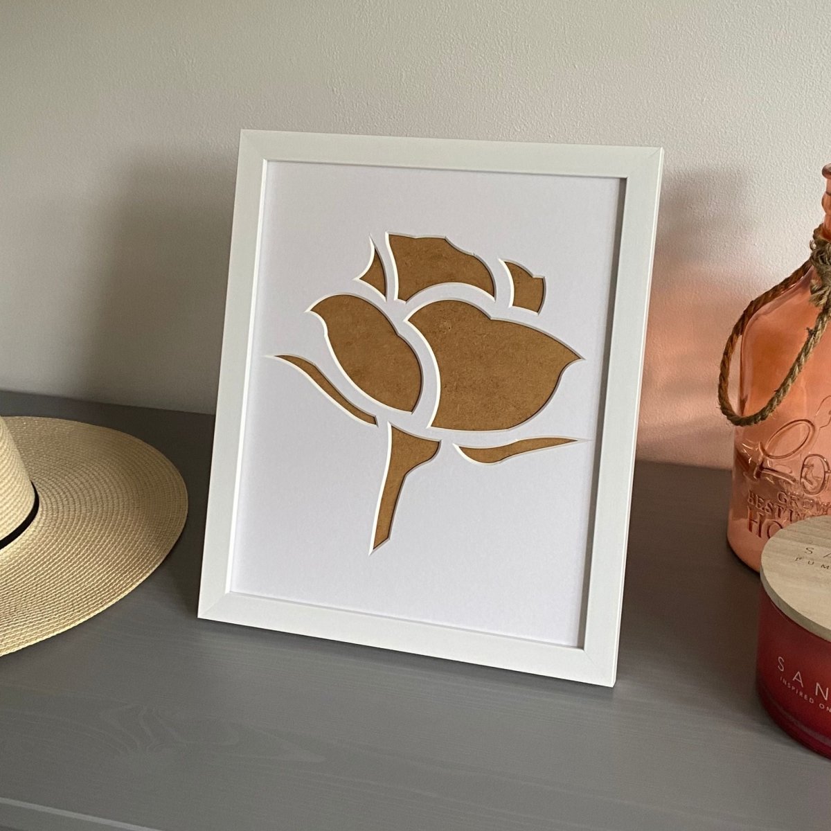 Rose Silhouette Picture Frame, White - Azana Photo Frames