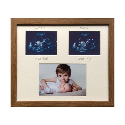 Siblings Brother Sister Personalised Picture Frame, Dark Brown - Azana Photo Frames
