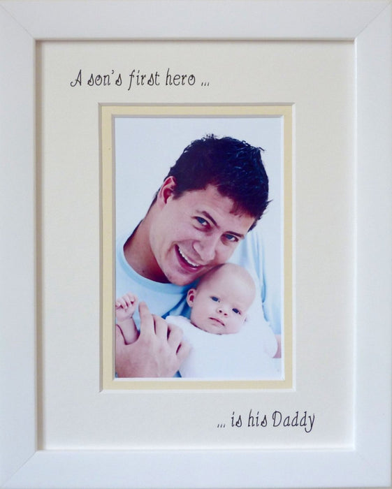 A Sons Hero is his Daddy Photo Frame 9 x 7 Portrait White