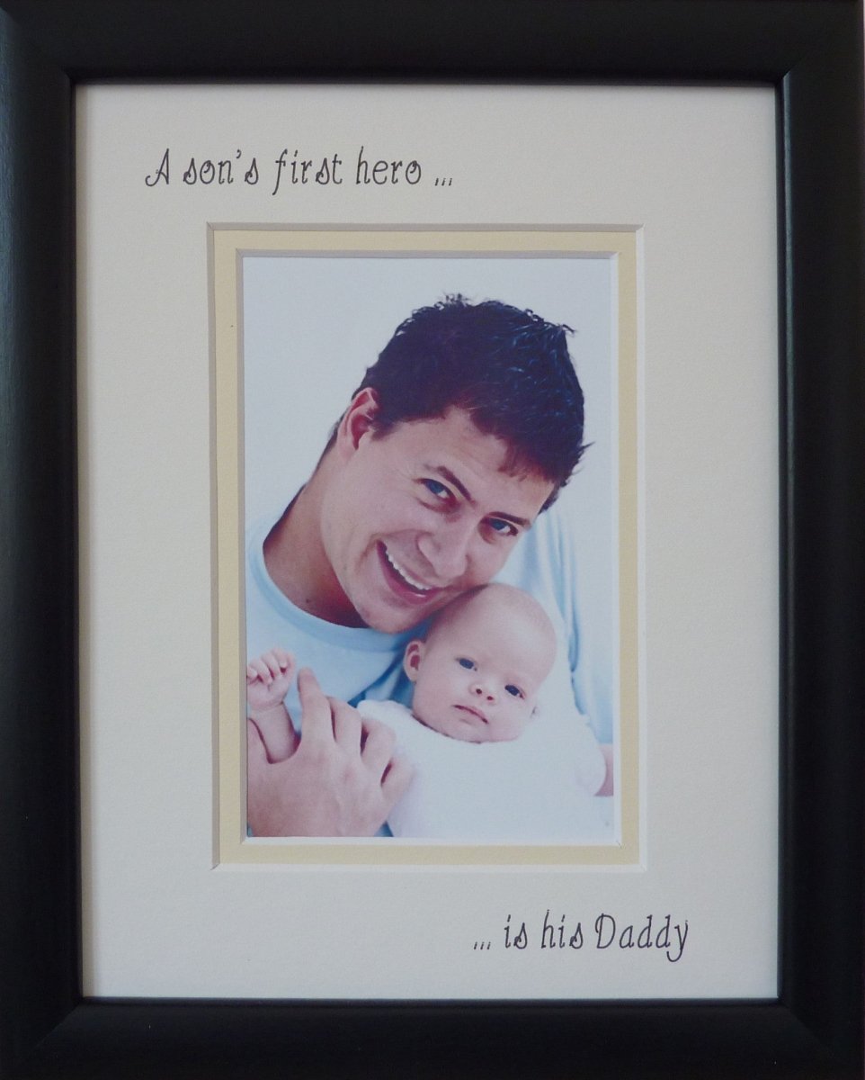A Sons First Hero is his Daddy Photo Frame 9 x 7 Portrait Black