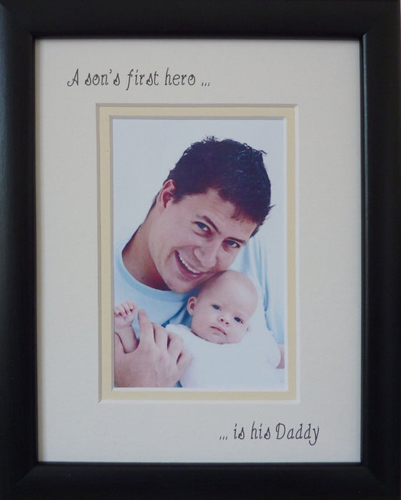 A Sons First Hero is his Daddy Photo Frame 9 x 7 Portrait Black