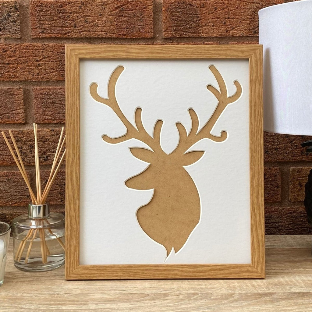 Stag Head Silhouette Picture Frame, Light Brown - Azana Photo Frames