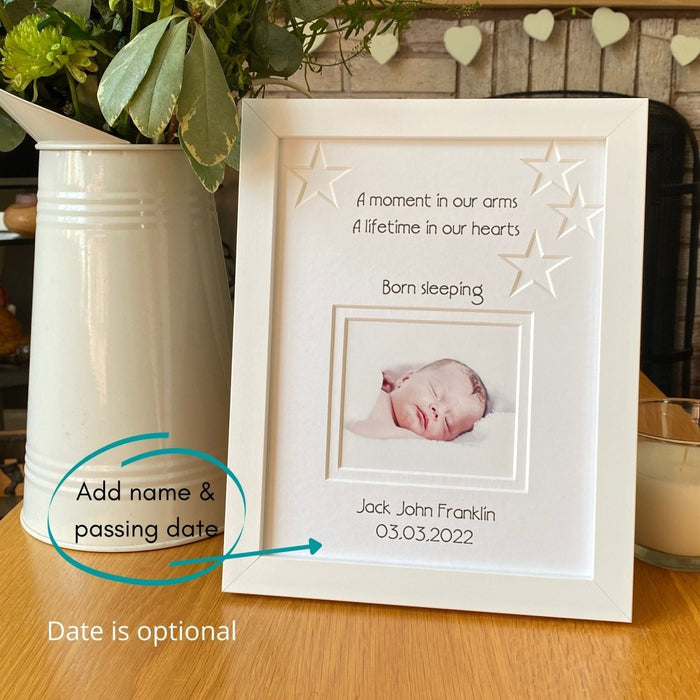 Baby born sleeping freestanding photo frame  - Personalisation instructions