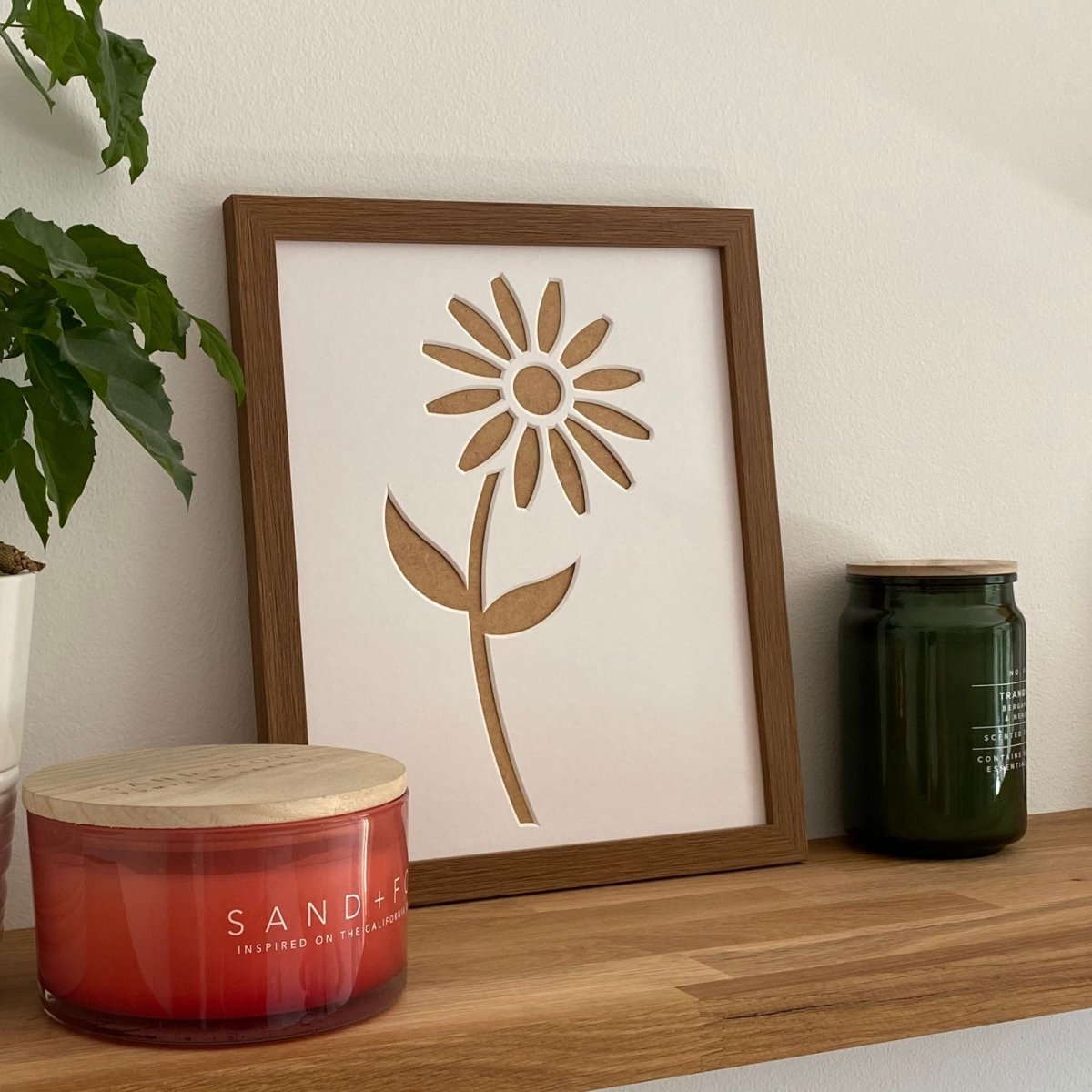 Stem Daisy Picture Frame, Silhouette Mount, Dark Brown - Azana Photo Frames