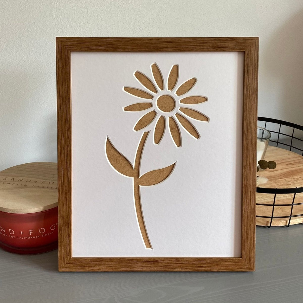 Stem Daisy Frame, Silhouette Mount, Dark Brown - Azana Photo Frames