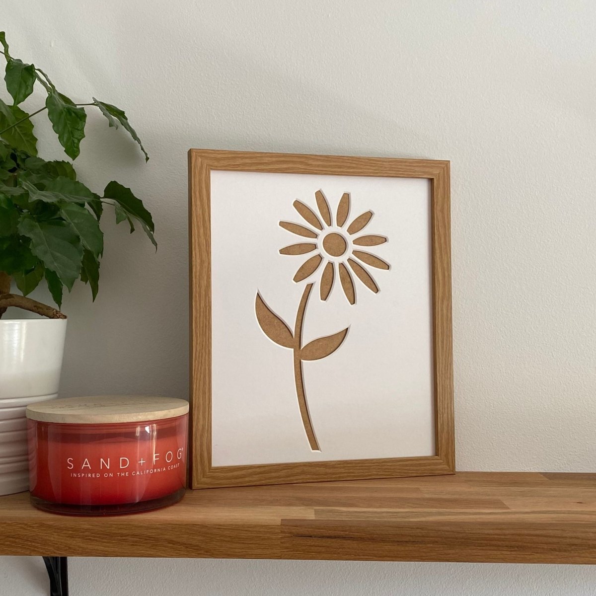 Stem Daisy Picture Frame, Silhouette Mount, Light Brown - wall art gallery decor for your home -  Azana Photo Frames