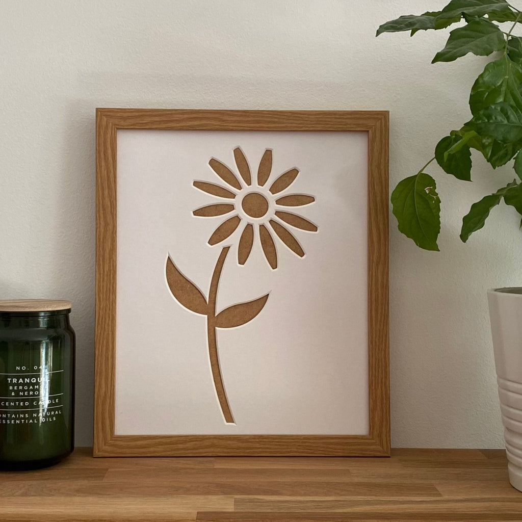 Stem Daisy Picture Frame, Silhouette Mount, Light Brown -  Azana Photo Frames