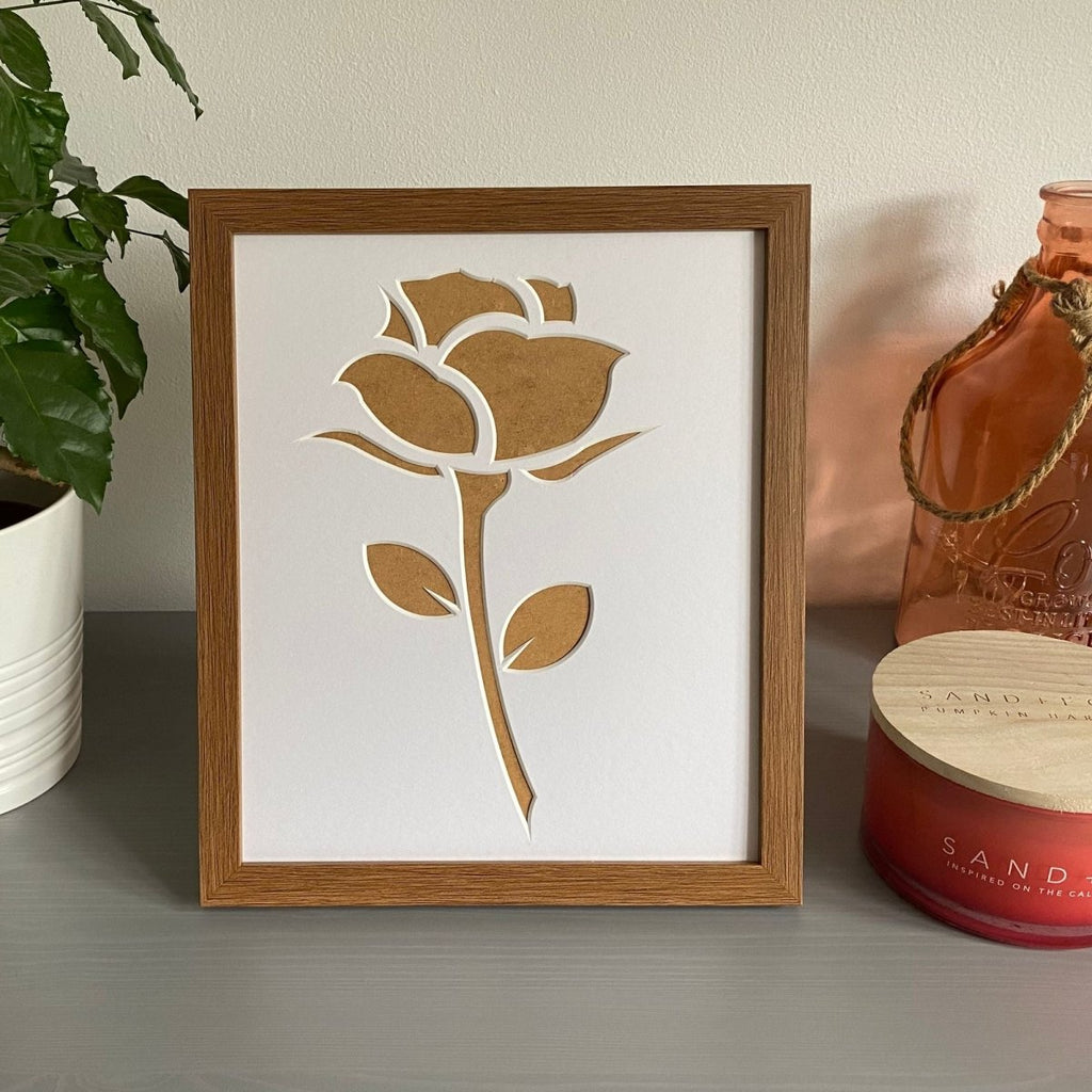 Dark Brown, Stem Rose Silhouette - Azana Photo Frames