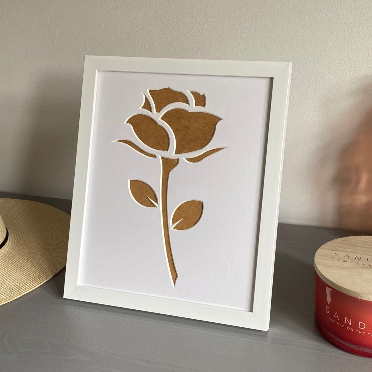 White Stem of Rose Silhouette Picture - Azana Photo Frames