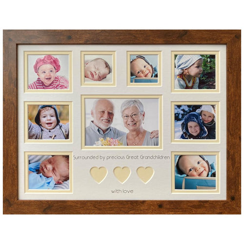 Surrounded by Precious Great Grandchildren Picture Frame - Cream Heart