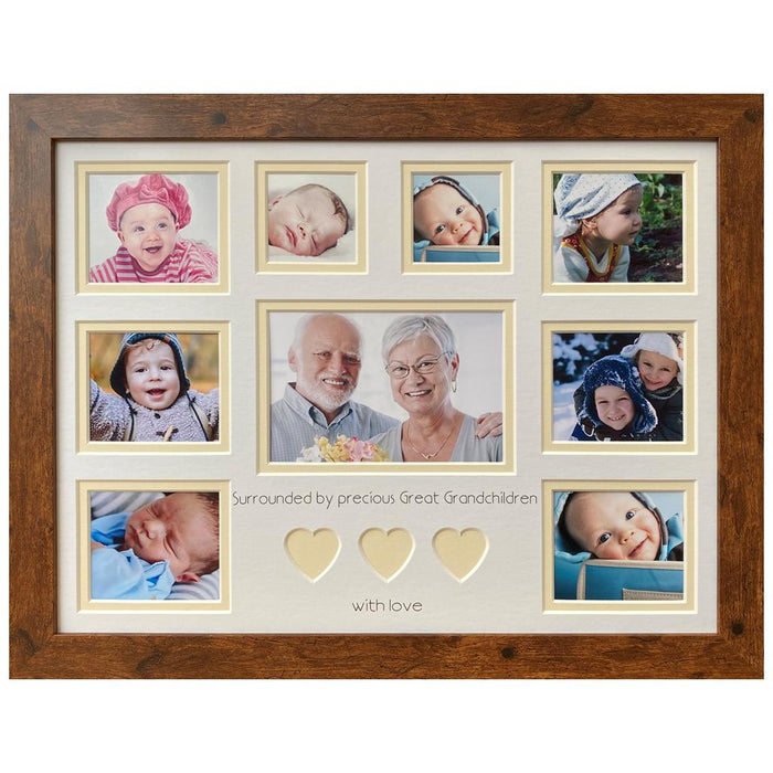 Surrounded by Precious Great Grandchildren Picture Frame - Cream Heart