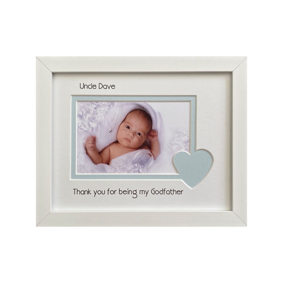Godfather white Picture Frame Blue Heart Landscape