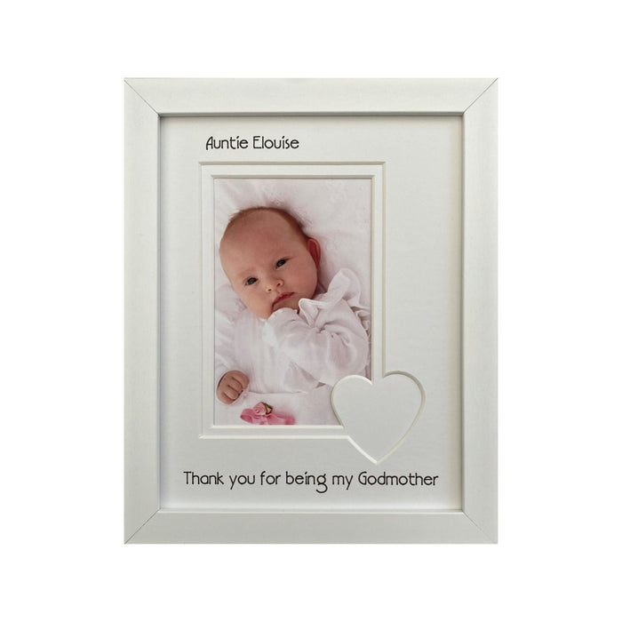 Godmother white heart white picture frame portrait