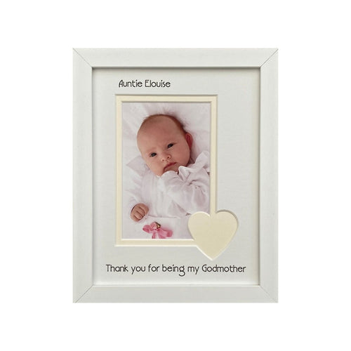 Godmother cream heart white picture frame