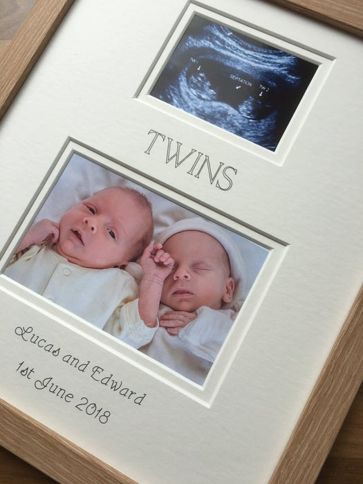 Twin Brother Sister Scan Picture Frame Brown