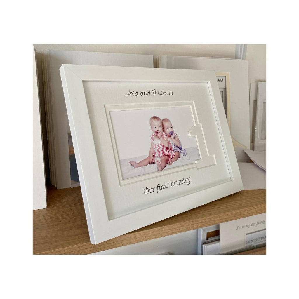 Sisters Twin first birthday picture frame