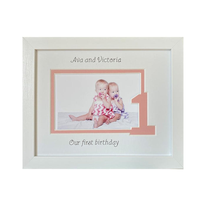 Sisters Twin first birthday photo frame