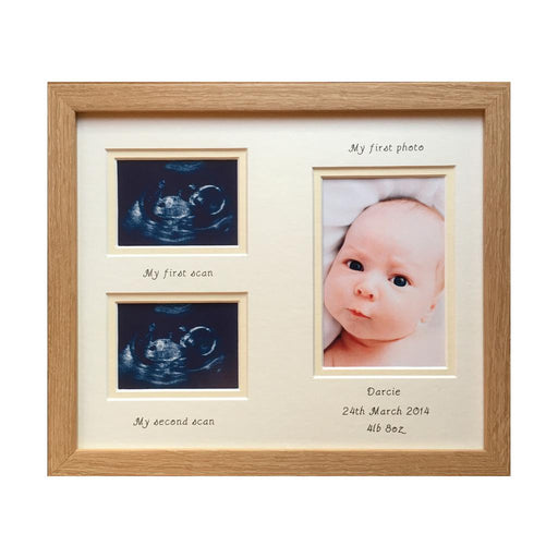 Unisex Double Baby Scan Photo Frame Beech - Portrait