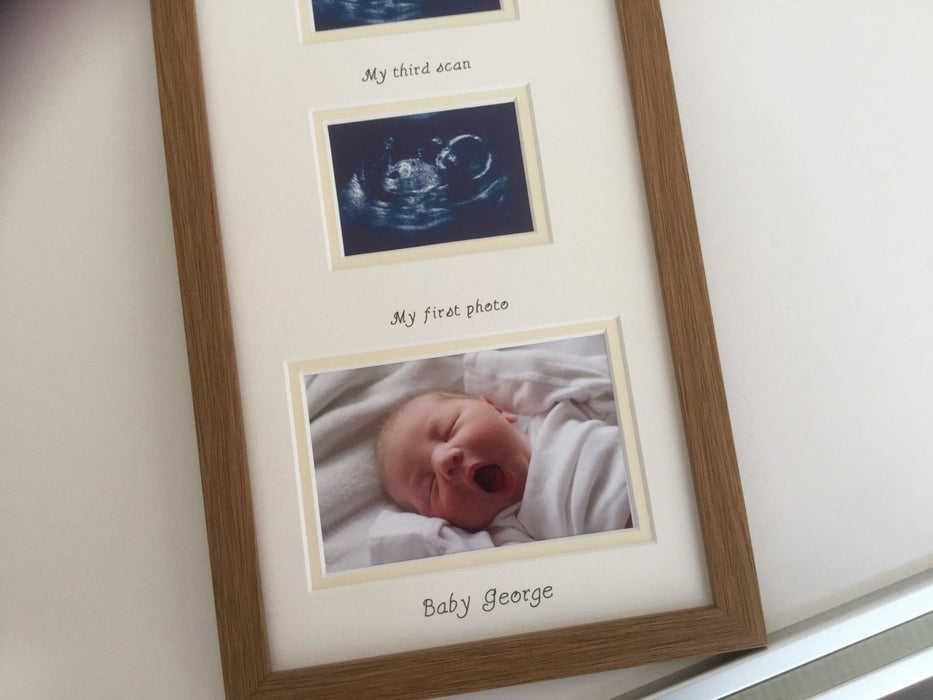 Baby's name inscribed - oak frame