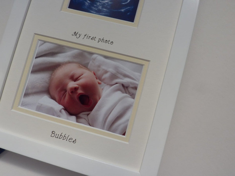 Pre-natal baby name inscribed - white frame
