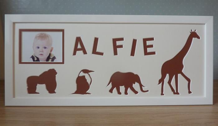 Zoo Animals Personalised Photo Frame  - White
