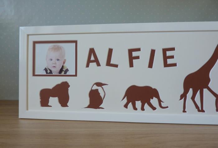 Zoo Animals Personalised Photo Frame  - White